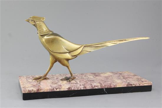 Jamar. An Art Deco bronze model of a pheasant, 17in.